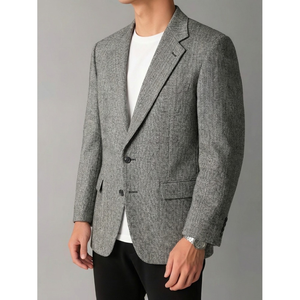 🧥Vintage Nordstrom Southhampton Sport Coat Mens 44L 100% Silk Herringbone Tweed